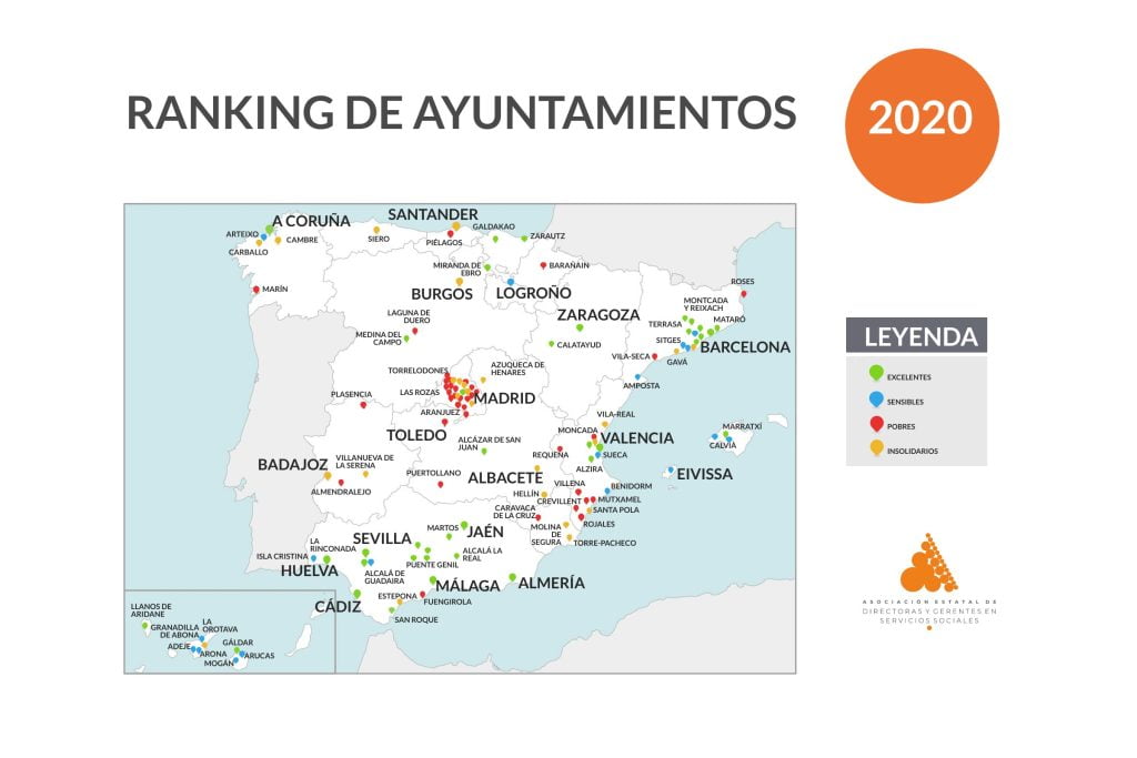 37 ayuntamientos mayores de 20.000 habitantes alcanzan la excelencia en inversión de servicios sociales