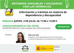 CEAFA organiza el webinar "Informaci&oacute;n y tr&aacute;mites en materia de dependencia y discapacidad".