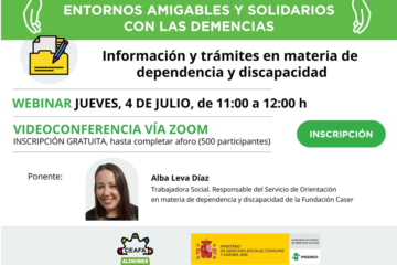 CEAFA organiza el webinar "Información y trámites en materia de dependencia y discapacidad".