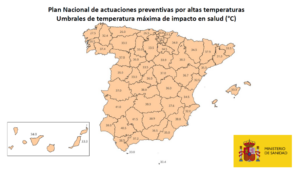 Umbrales de temperatura máxima