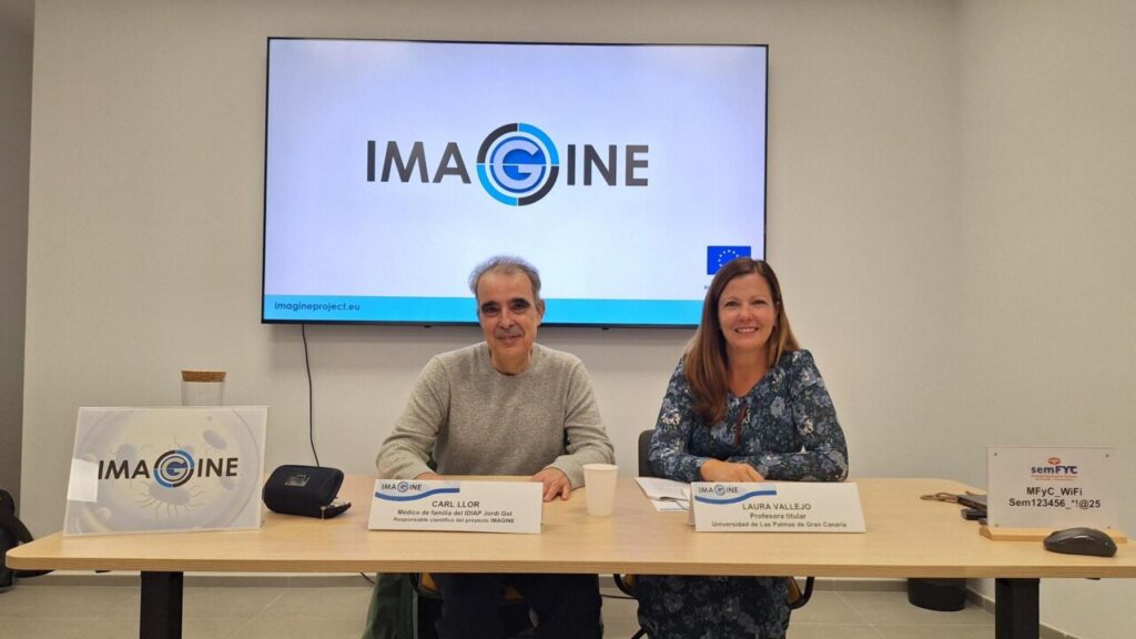 Presentación del proyecto IMAGINE. Carl Llor, responsable científico del proyecto
y Laura Vallejo, Universidad de Las Palmas de Gran Canaria.